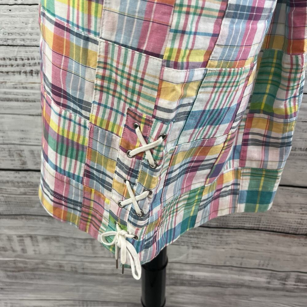 Talbots Skirt size 8 Petite Blue Pink Tartan Plaid Straight Knee Preppy Nautical - Picture 7 of 10